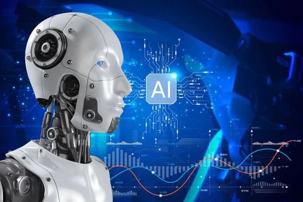 Artificial Intelligence Technology Smart Robot Artificial Intelligence Enter Command Prompt — Stock Photo, Image
