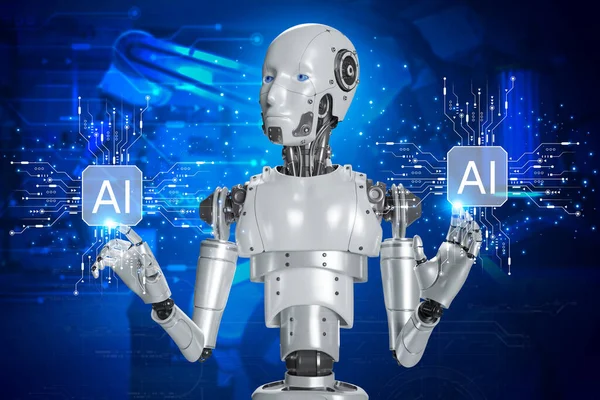Artificial Intelligence. Technology smart robot AI, artificial intelligence by enter command prompt for generates something, Futuristic technology transformation.