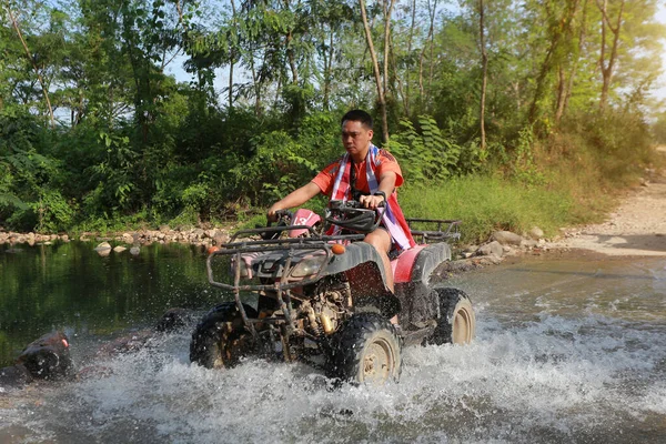 Nakhonnayok Thailand December Tourists Riding Atv Nature Adventure Dirt Track — Stock Photo, Image