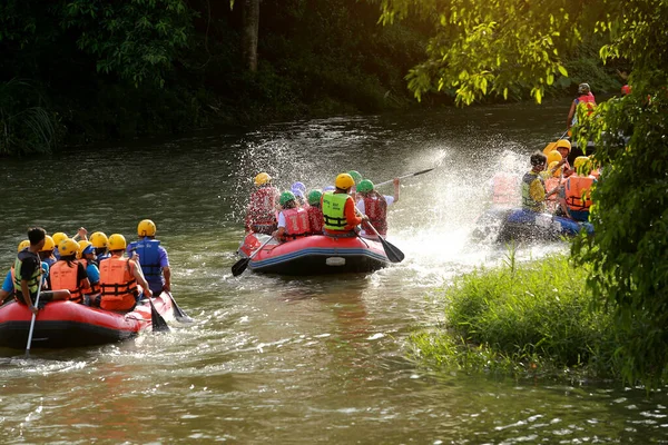 Nakhonnayok Thailand December Group Adventurer Doing White Water Rafting Dam — Stock Photo, Image