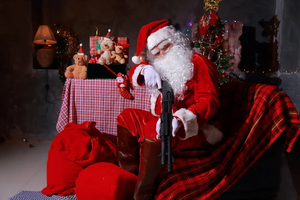 Рождественская Идея Портрет Сказочного Санта Клауса Дом Мбаппе Украсили Рождеству — стоковое фото