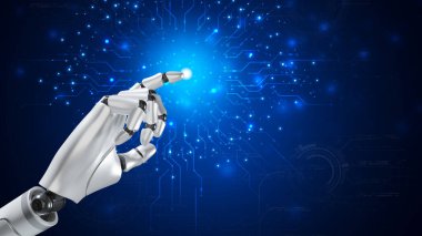 Robot, çevrimiçi ağ, robot uygulaması ve küresel bağlantı, yapay zeka, iş dünyasının veri büyümesine erişim sağlayan bir asistandır..