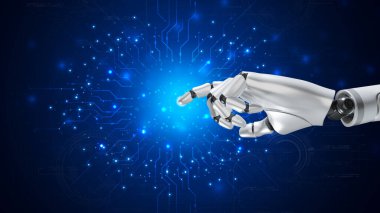 Robot, çevrimiçi ağ, robot uygulaması ve küresel bağlantı, yapay zeka, iş dünyasının veri büyümesine erişim sağlayan bir asistandır..