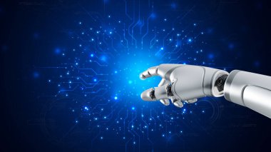 Robot, çevrimiçi ağ, robot uygulaması ve küresel bağlantı, yapay zeka, iş dünyasının veri büyümesine erişim sağlayan bir asistandır..