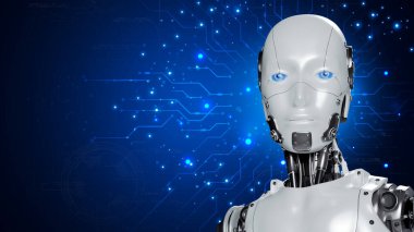 Robot, çevrimiçi ağ, robot uygulaması ve küresel bağlantı, yapay zeka, iş dünyasının veri büyümesine erişim sağlayan bir asistandır..