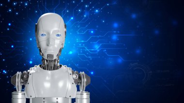 Robot, çevrimiçi ağ, robot uygulaması ve küresel bağlantı, yapay zeka, iş dünyasının veri büyümesine erişim sağlayan bir asistandır..