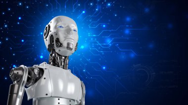 Robot, çevrimiçi ağ, robot uygulaması ve küresel bağlantı, yapay zeka, iş dünyasının veri büyümesine erişim sağlayan bir asistandır..