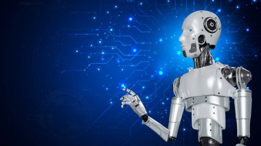 Robot, çevrimiçi ağ, robot uygulaması ve küresel bağlantı, yapay zeka, iş dünyasının veri büyümesine erişim sağlayan bir asistandır..