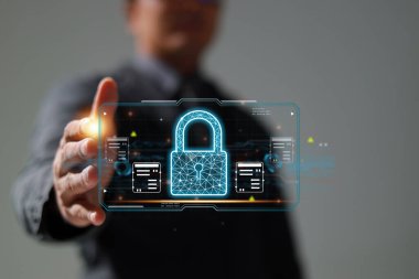 Koruma ağı güvenliği veri konseptinizi emniyete aldı. İsimsiz bir hacker tarafından dijital suç.