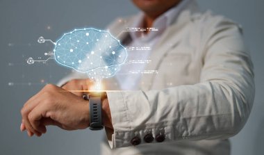 Yapay Zeka Beyni, Sembolik, Makine Öğrenimi, Gelecekçi Teknolojinin Yapay Zekası. İş analizi, yenilikçi ve iş geliştirme konularındaki yapay zeka ağı.