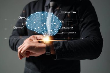 Yapay Zeka Beyni, Sembolik, Makine Öğrenimi, Gelecekçi Teknolojinin Yapay Zekası. İş analizi, yenilikçi ve iş geliştirme konularındaki yapay zeka ağı.