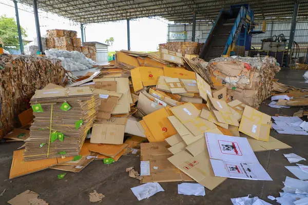 Nakhon Ratchasima Oktober 2023 Bales Cardboard Box Board Strapping Wire — Stok Foto