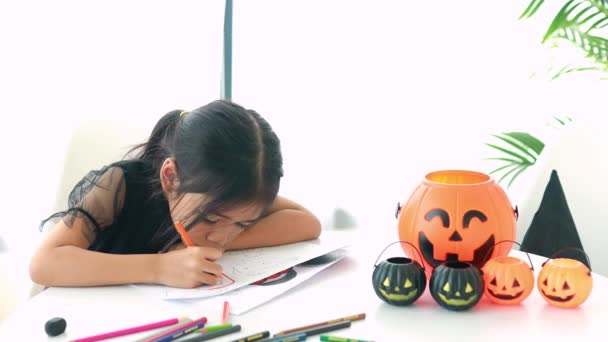 Halloween Férias Conceito Infância Pouco Crianças Sudeste Asiático Halloween Vestido — Vídeo de Stock