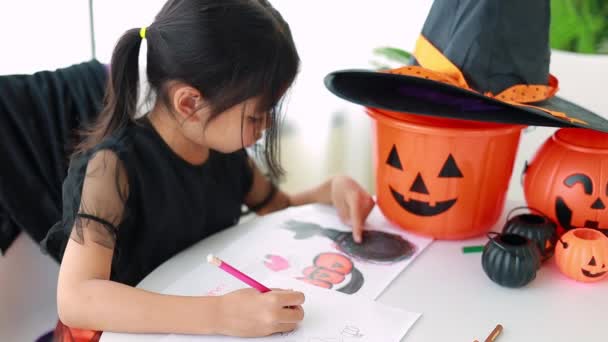 Halloween Wakacje Koncepcja Dzieciństwa Małe Dzieci Południowo Wschodniej Azji Halloween — Wideo stockowe