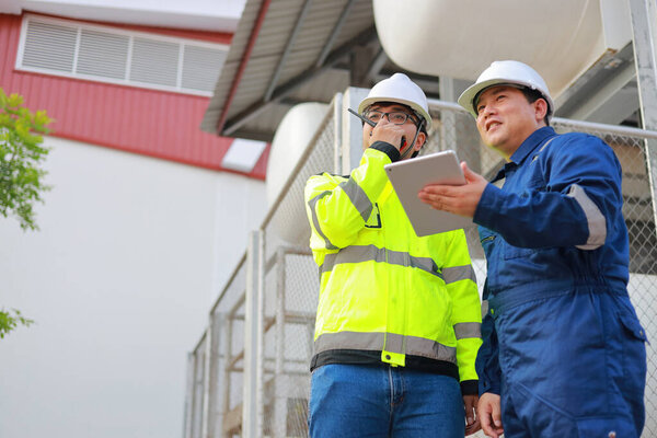 Portrait Professional Man Engineer Working Checking Work Place Keep Liquid Stock Picture