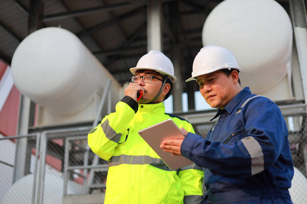 Portrait Professional Man Engineer Working Checking Work Place Keep Liquid Royalty Free Stock Photos