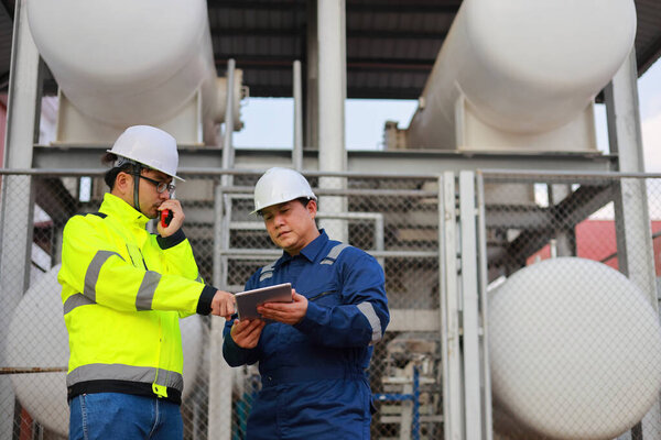 Portrait Professional Man Engineer Working Checking Work Place Keep Liquid Stock Picture