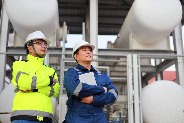 Portrait Professional Man Engineer Working Checking Work Place Keep Liquid Royalty Free Stock Photos