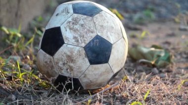 Yeşil çim arka planda futbol topu