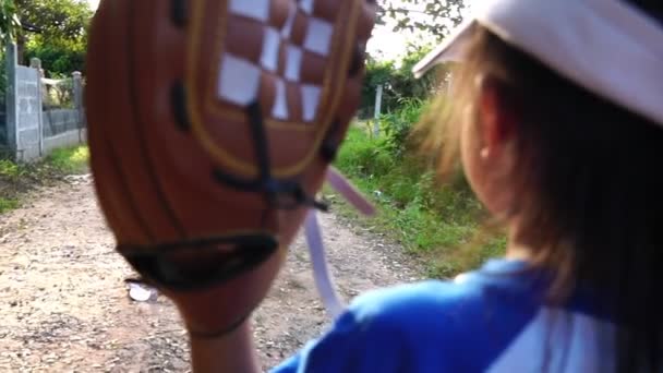 Footage Slow Motion Kids Playing Baseball — Stock Video