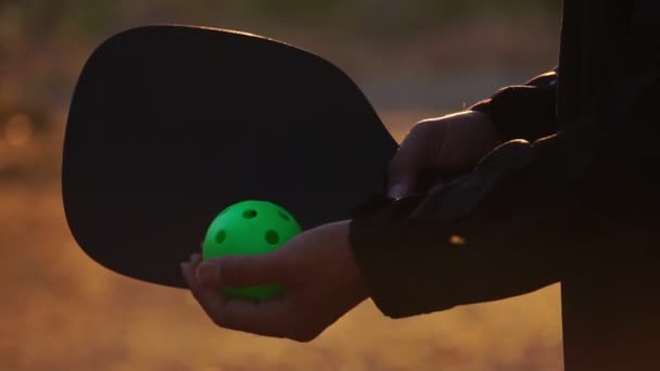 Footage Slow Motion Pickleball Player Equipment — Video