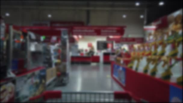 Shoppers Point View Moving Supermarket Aisle — Video Stock