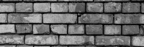 Alte Mauer Aus Ziegeln Schwarz Und Weiß Panorama Bild — Stockfoto