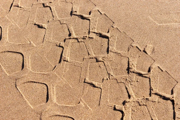 Stopy Pneumatik Pláži Stopa Pneumatiky Písku — Stock fotografie