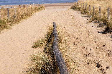 Noordwijk kum tepeleri üzerinden sahile giriş. Hollanda