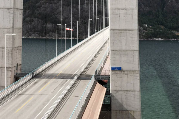 Hardanger Bridge Nejdelší Visutý Most Norsku — Stock fotografie