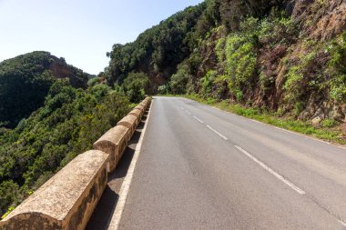 Anaga dağlarında yol. Tenerife, Kanarya Adaları, İspanya