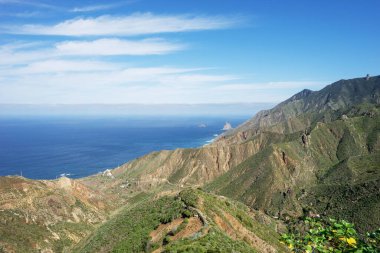 Anaga dağlarının manzarası. Mirador de Playa Benijo 'dan görüntü, Tenerife Adası. İspanya