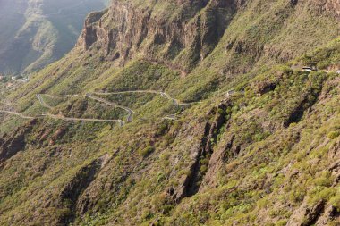 Dağlarda, Masca köyüne giden viraj yolunda. Tenerife, Kanarya Adaları, İspanya