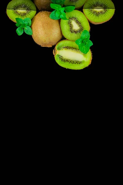Still Life Kiwi Fruit Table Black Background — Stock Photo, Image