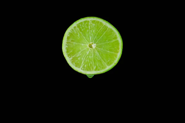 Nature Morte Citron Citron Vert Sur Fond Noir — Photo