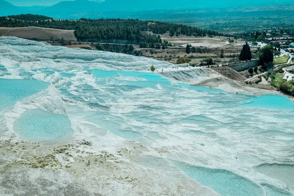 stock image Pamukkale, natural pool with blue water, Turkey