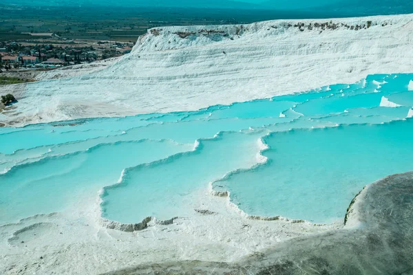 Pamukkale Naturlig Pool Med Blått Vatten Turkiet — Stockfoto