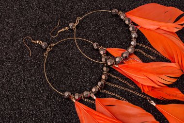 Arka planda izole edilmiş bir çift küpe tüyü.