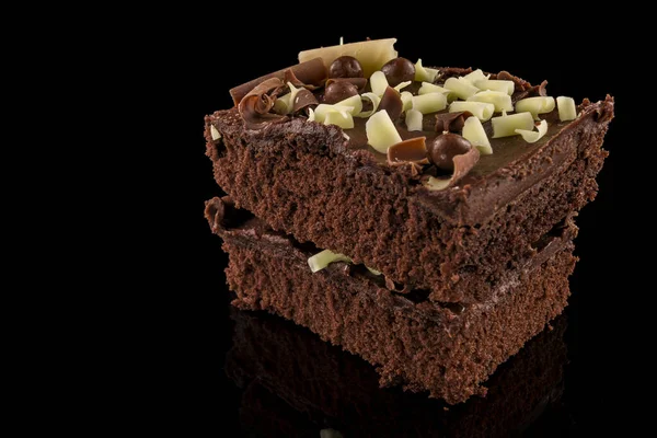 stock image Delicious brownie on a black background