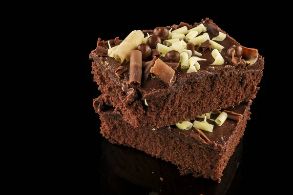 stock image Delicious brownie on a black background