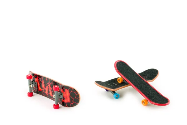 Kantoorentertainment Vingerbord Een Skateboard Witte Backgro — Stockfoto