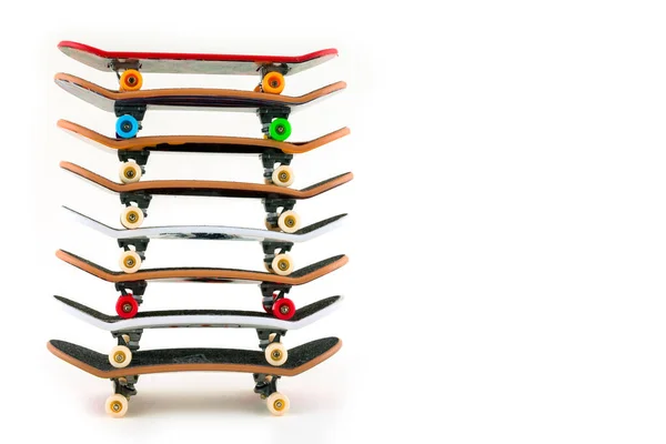 Kantoorentertainment Vingerbord Een Skateboard Witte Backgro — Stockfoto