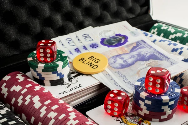 Stapels Van Poker Chips Als Achtergrond Kleurrijke Casino Chips — Stockfoto