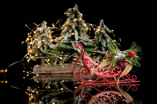 Weihnachtsschmuck Auf Hintergrund Nahaufnahme Weihnachtsspielzeug — Stockfoto