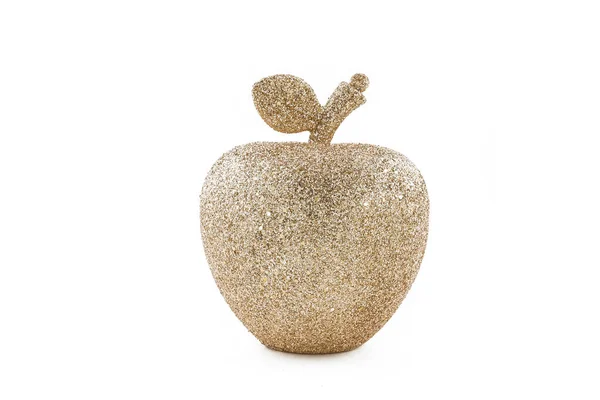 Guld Apple Isolerad Vit Bakgrund — Stockfoto