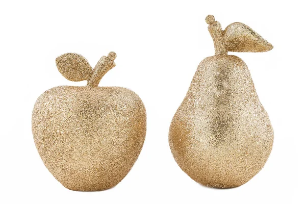 Guld Apple Isolerad Vit Bakgrund — Stockfoto