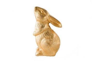 Gold bunny  easter rabbit on white background