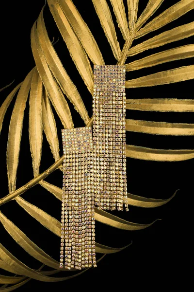 배경에 고립된 다이아몬드 귀걸이 — 스톡 사진