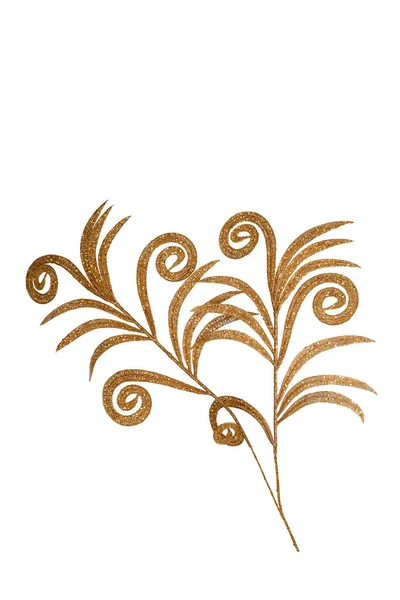 Altın Palmiye Beyaz Arka Planda Dekoratif Çiçek Bırakır — Stok fotoğraf