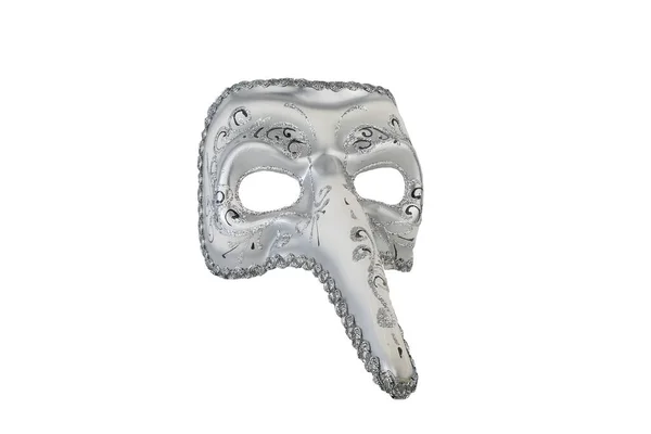 Venetian Mask Silver Isolated White — Stock Photo, Image
